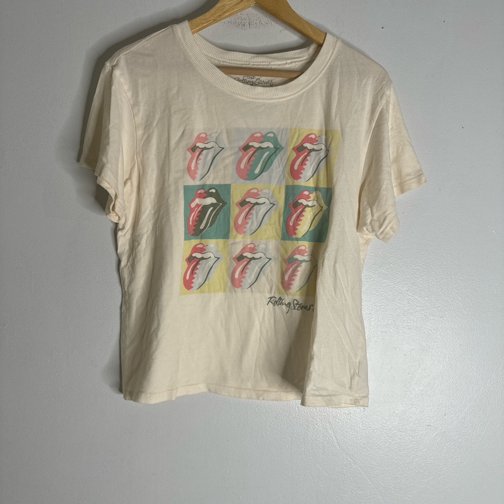The Rolling Stones 89 Large Cream Short Sleeve Graphic T-shirt CP0181